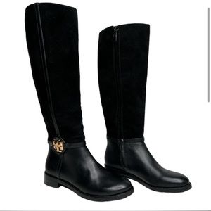 Tory Burch Miller Suede Leather Tall Black Boot